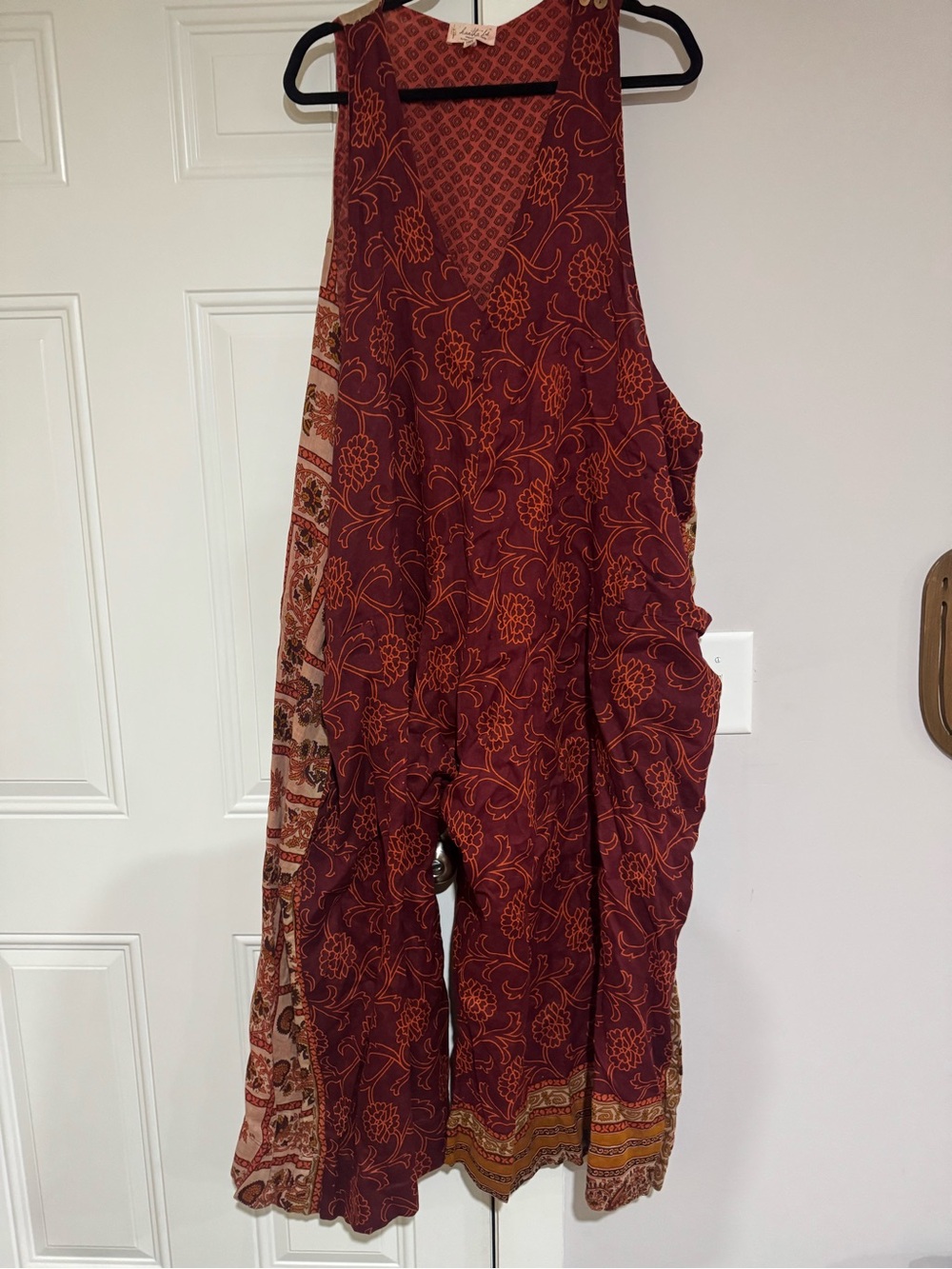 Sleeveless Floral Red Patchwork Jumpsuit